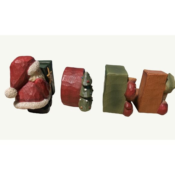 Hand-Painted Wooden NOEL Christmas Decor Santa Tree & Gifts - Picture 9 of 11